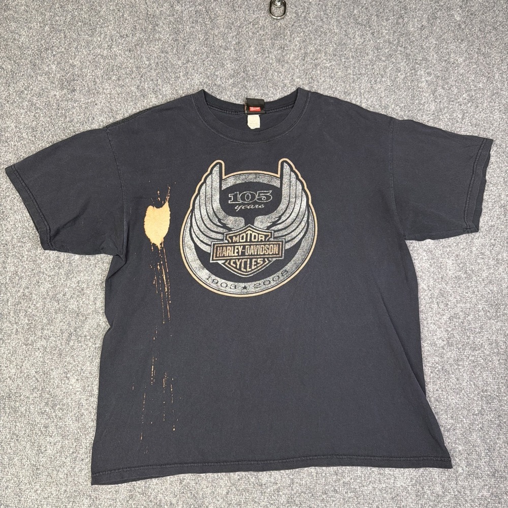 Men's Harley Davidson Motorcycles T-Shirt Size XL *Distressed* 105 Years 2008